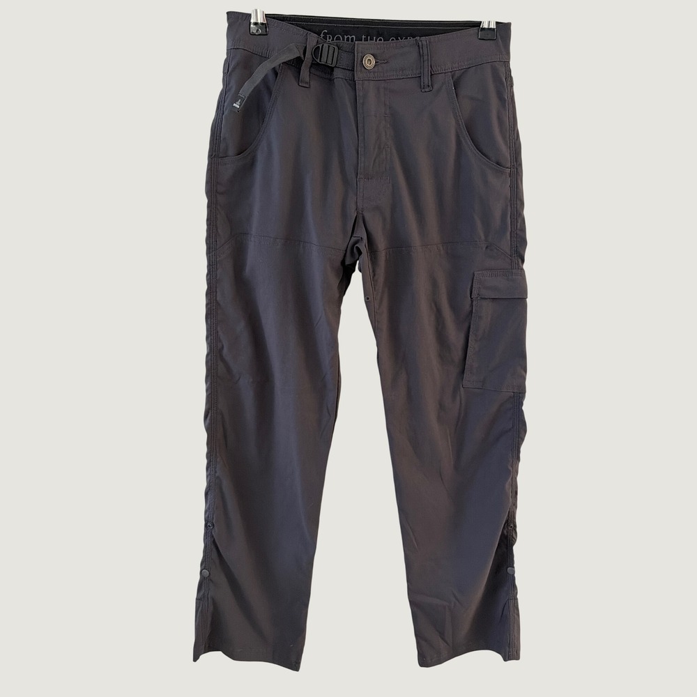 Prana Zion Mens 28x30 Charcoal Gray Hiking Cargo Pants Stretch Built-in Belt